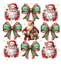 Santa Faces And Green Bows Pattern