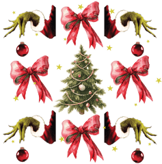Reindeer Trees And Red Bows Pattern