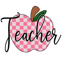 Teacher Pink Check Apple