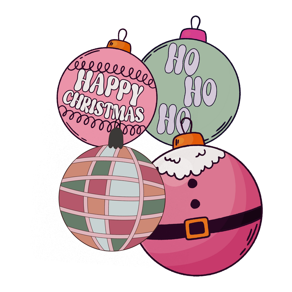 Happy Christmas Ho Ho Ho Ornaments