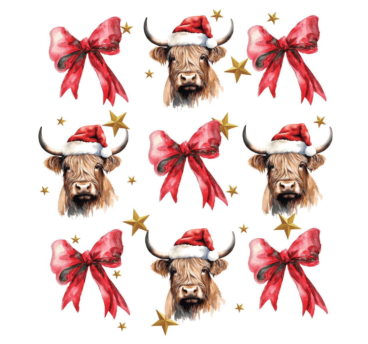 Christmas Cows And Red Bows Pattern