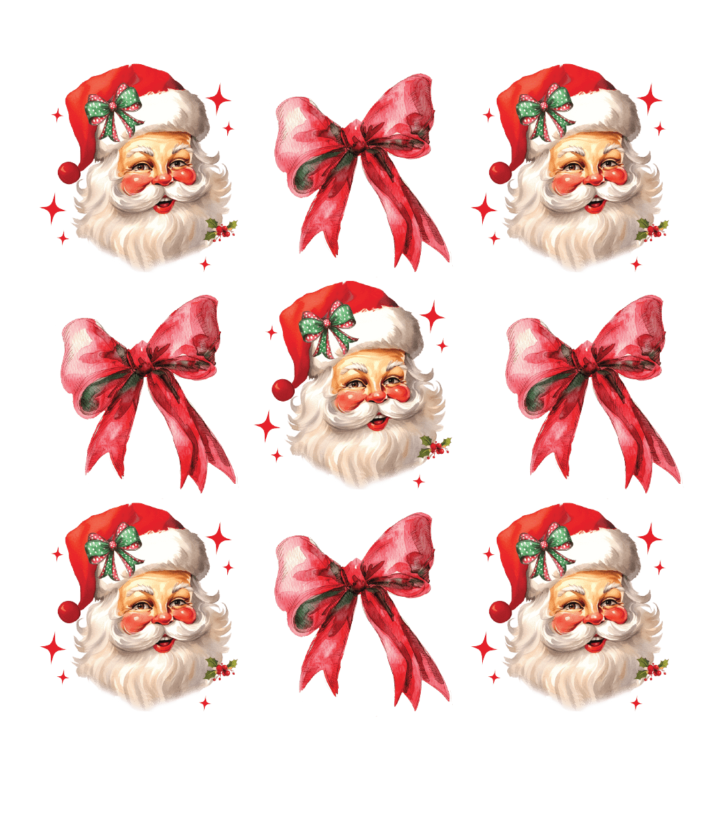 Santa Faces And Red Bows Pattern