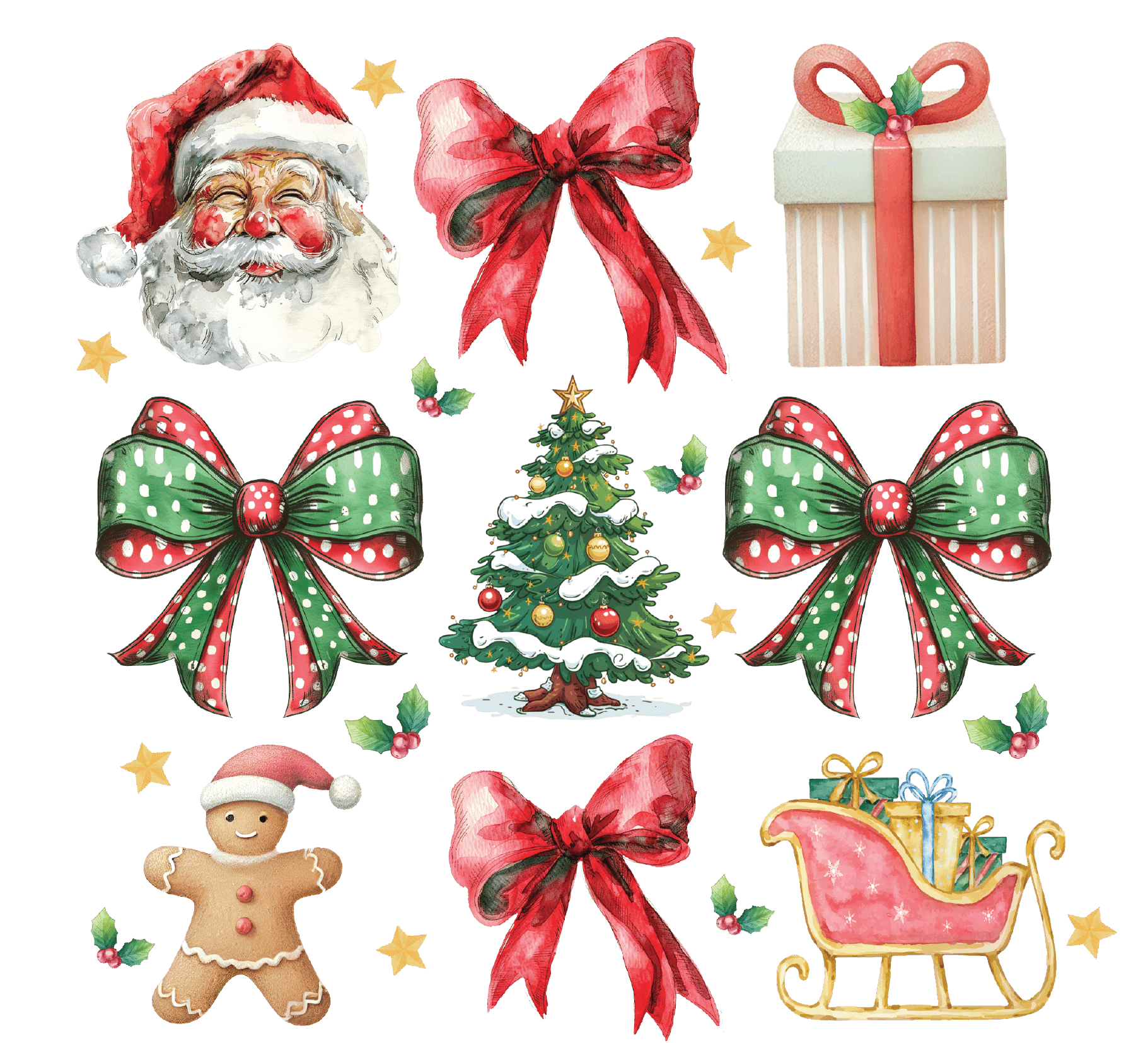 Christmas Clipart Bundle Green Red