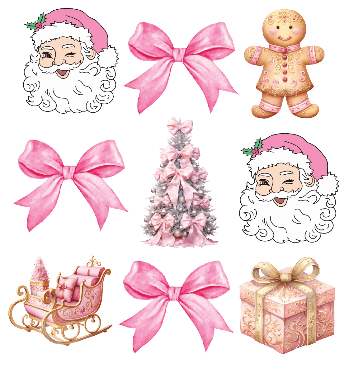 Pink Christmas Clipart Bundle