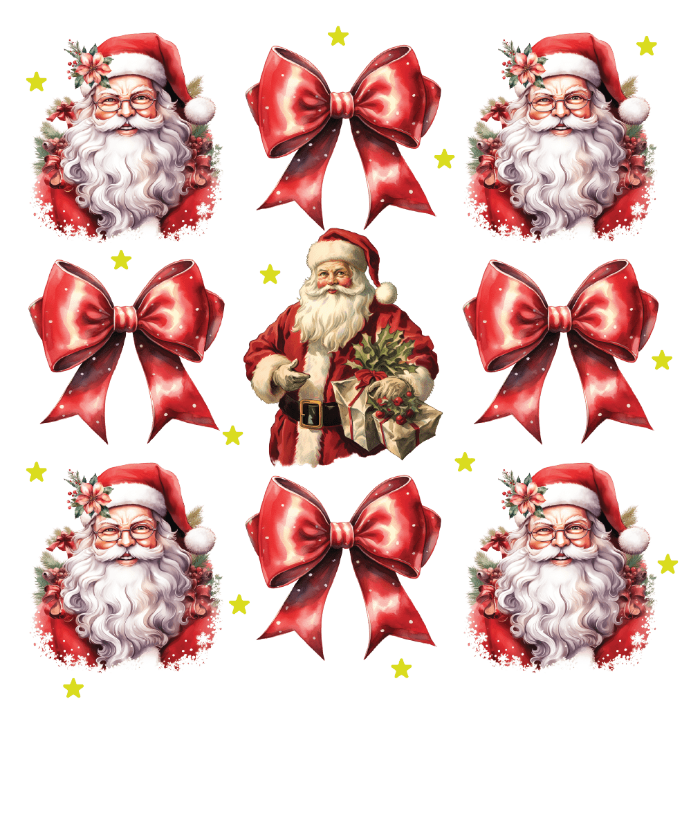 Santa Faces And Bows Pattern