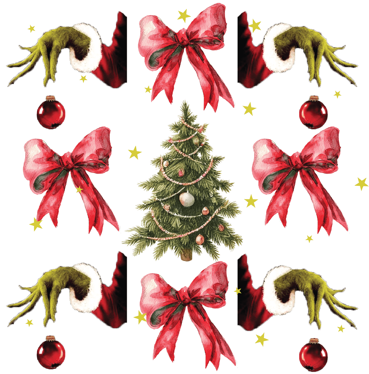 Reindeer Trees And Red Bows Pattern