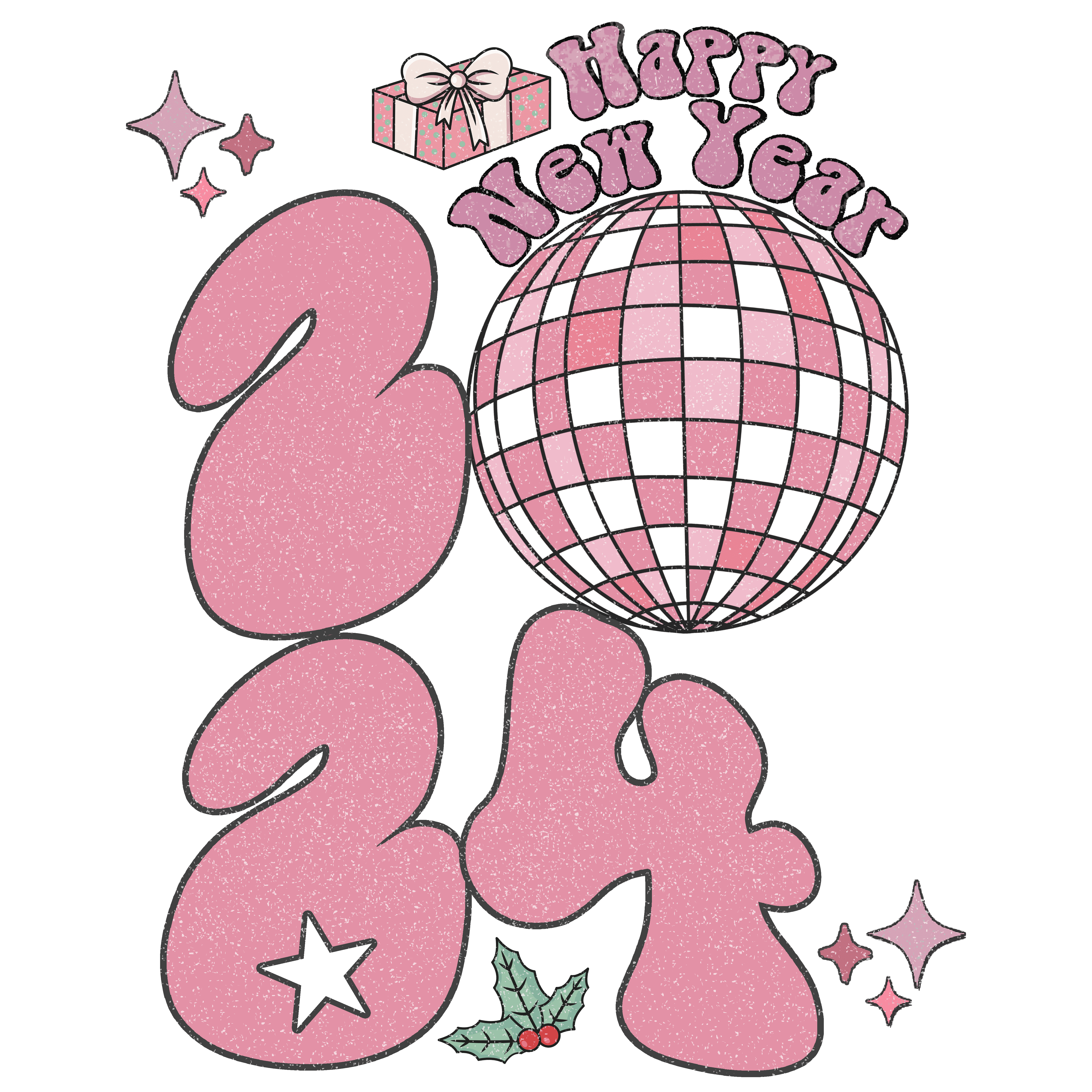 Happy New Year 2024 Disco Ball