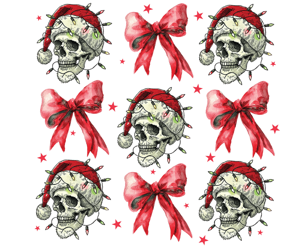 Skulls And Red Bows Pattern
