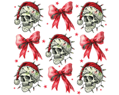 Skulls And Red Bows Pattern