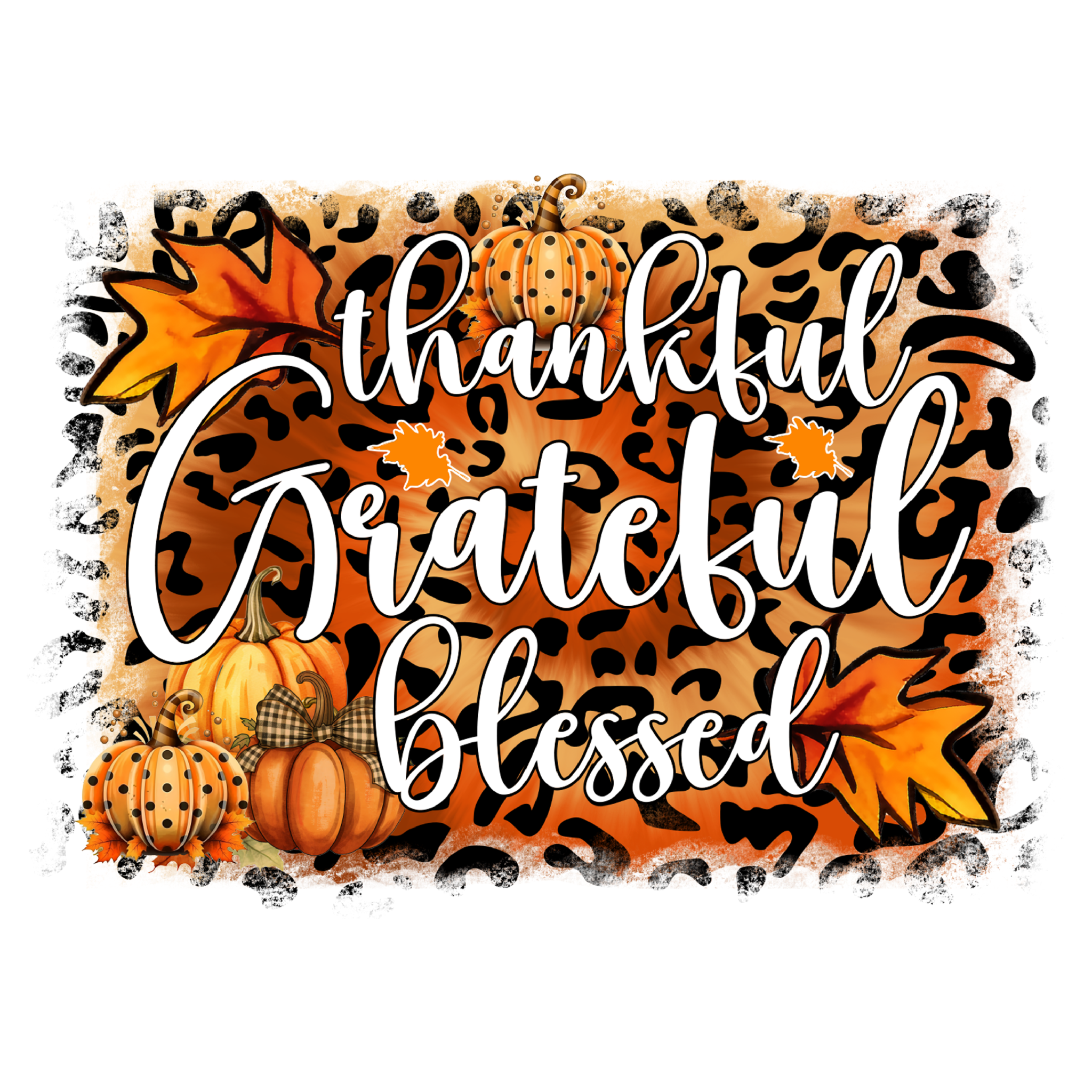 Thankful Grateful Blessed Leopard Frame