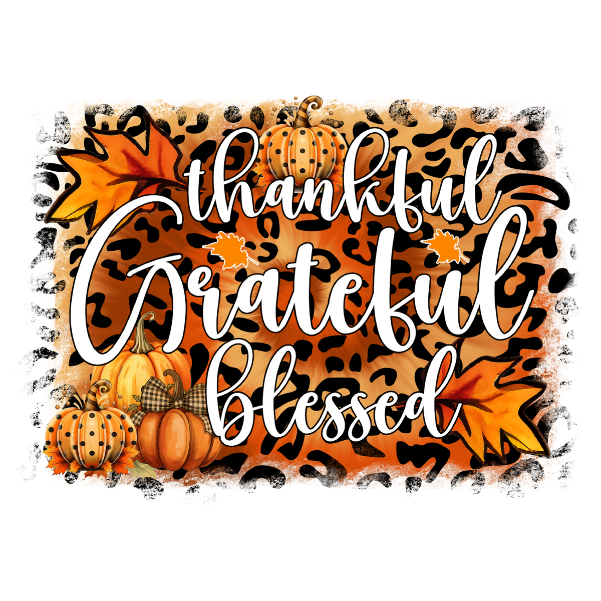 Thankful Grateful Blessed Leopard Frame