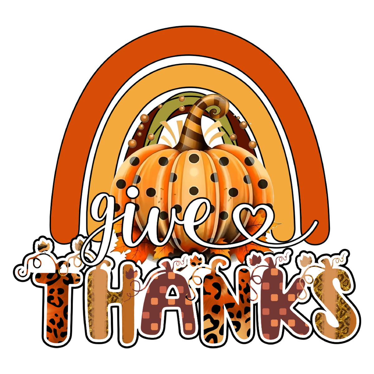 Give Thanks Rainbow Pumpkin