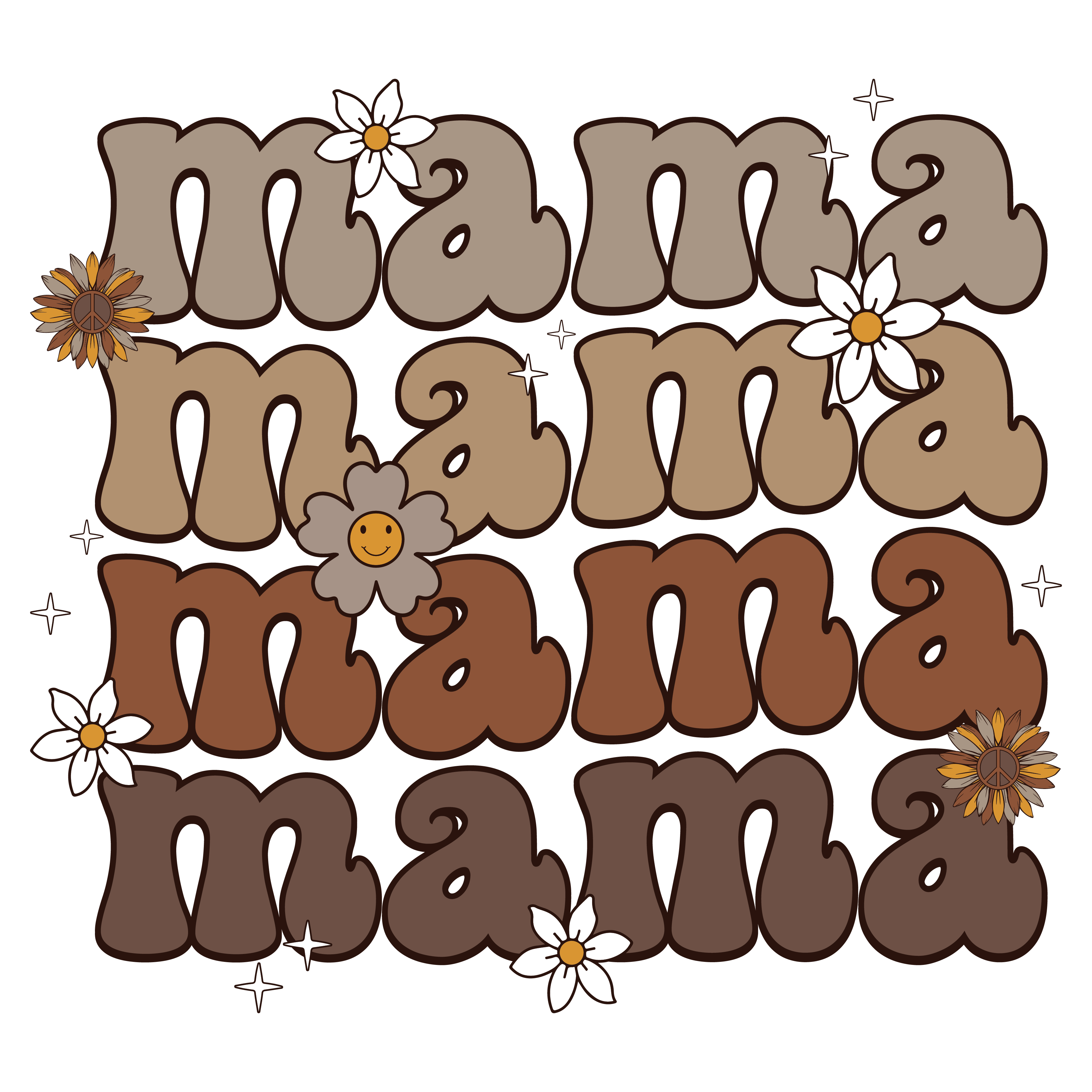 Mama Brown White Flowers