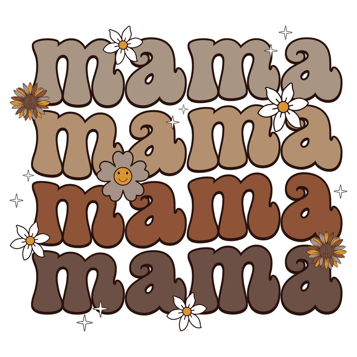 Mama Brown White Flowers