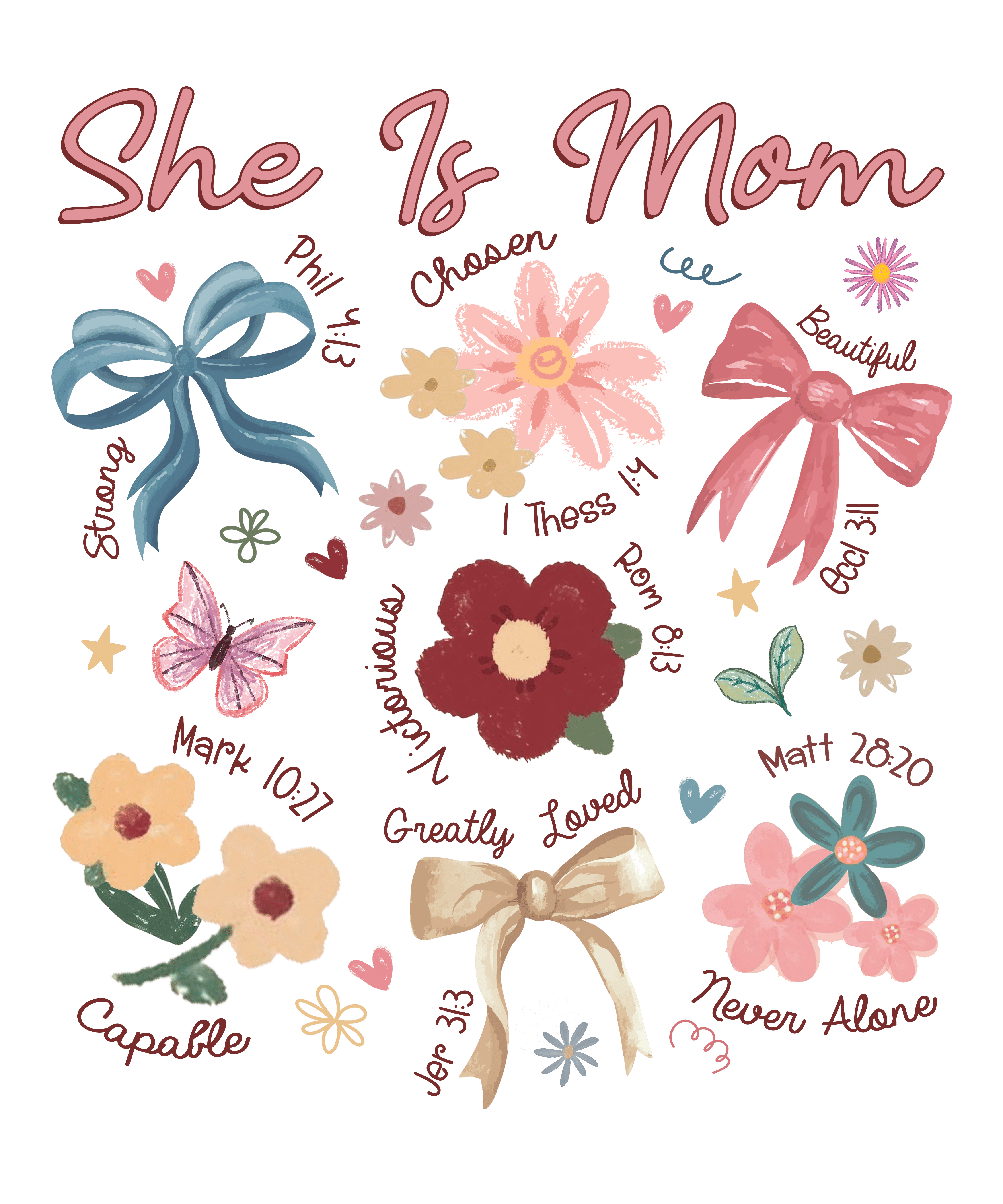 She Is Mom Bows Flowers