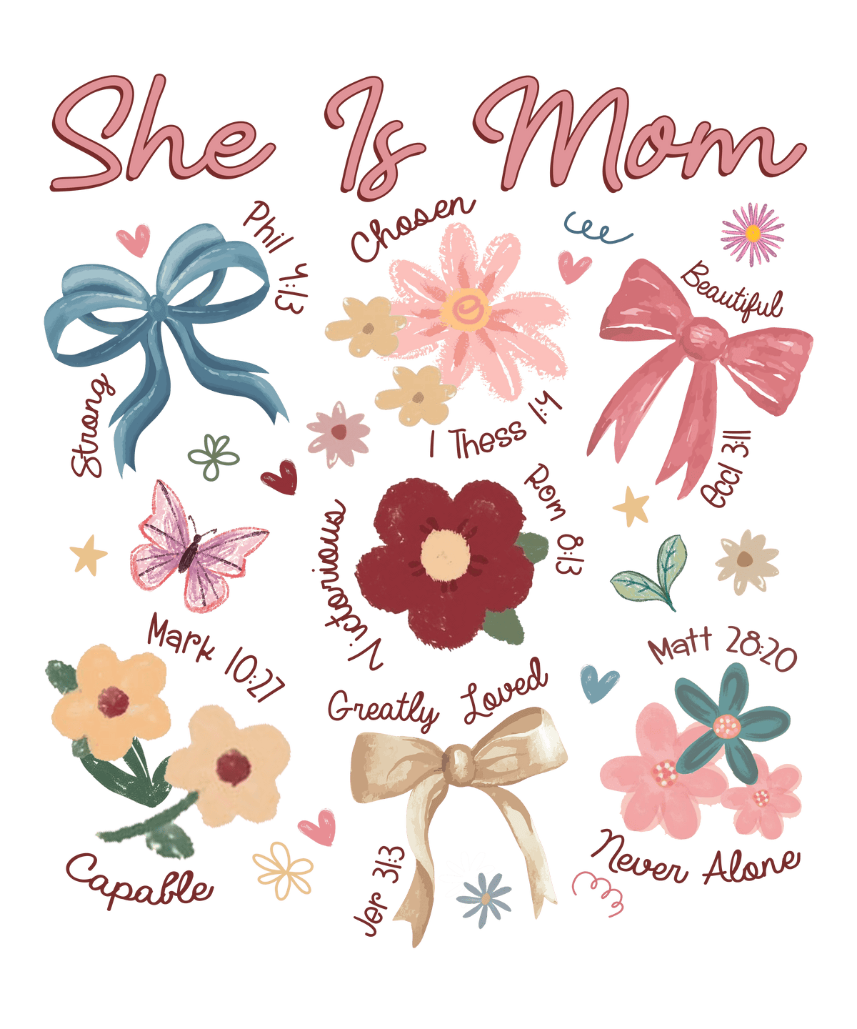 She Is Mom Bows Flowers
