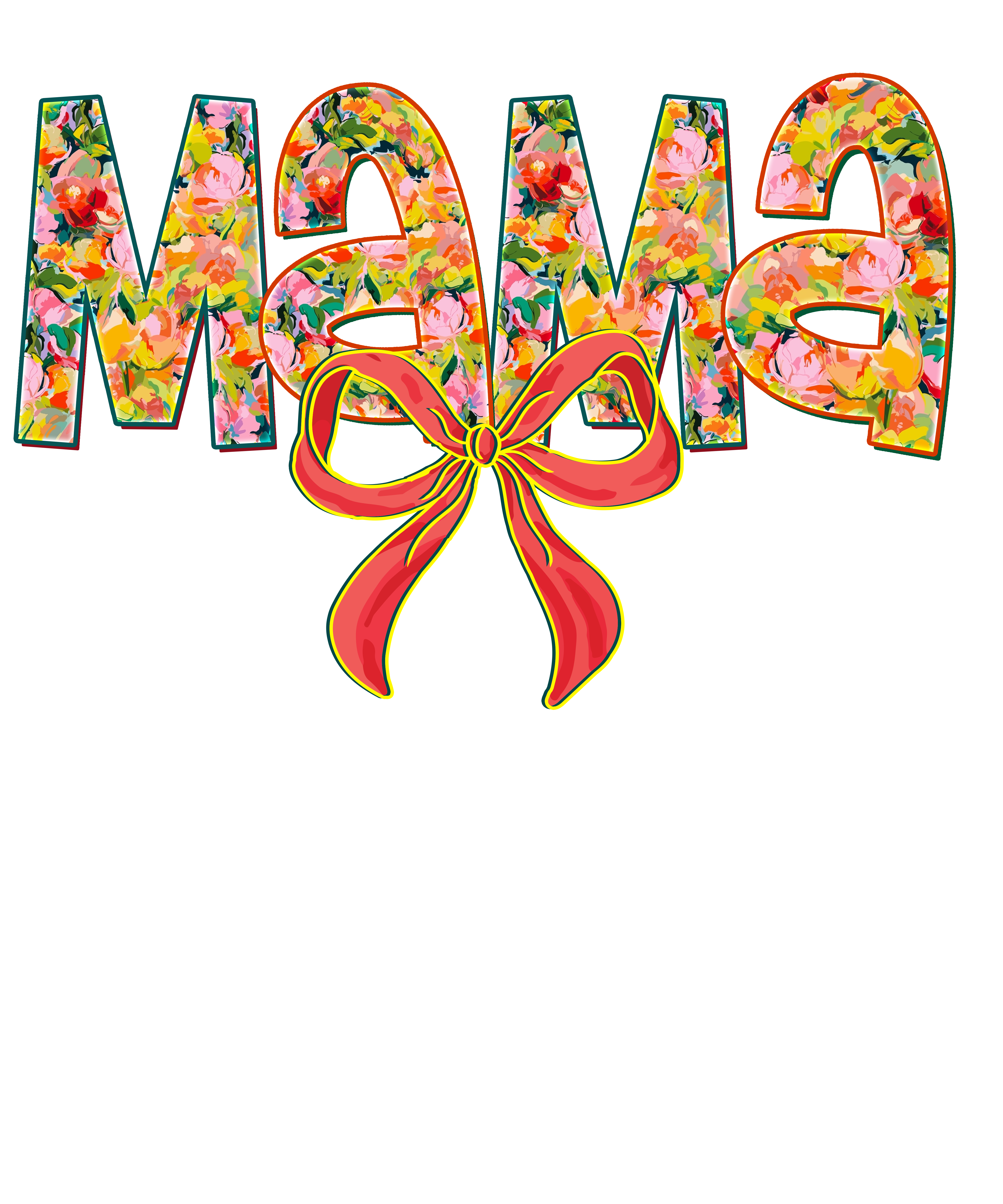Mama Multicolor Floral Bow