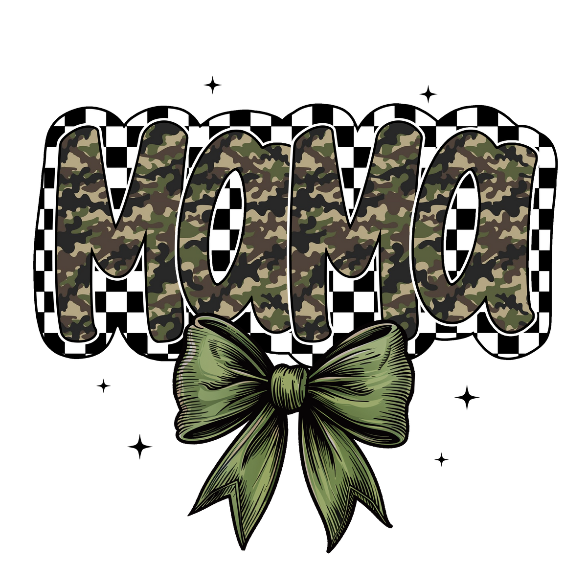 Mama Checkered Green Bow