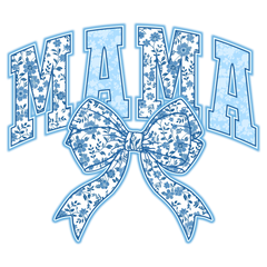 Mama Bow Blue Flowers