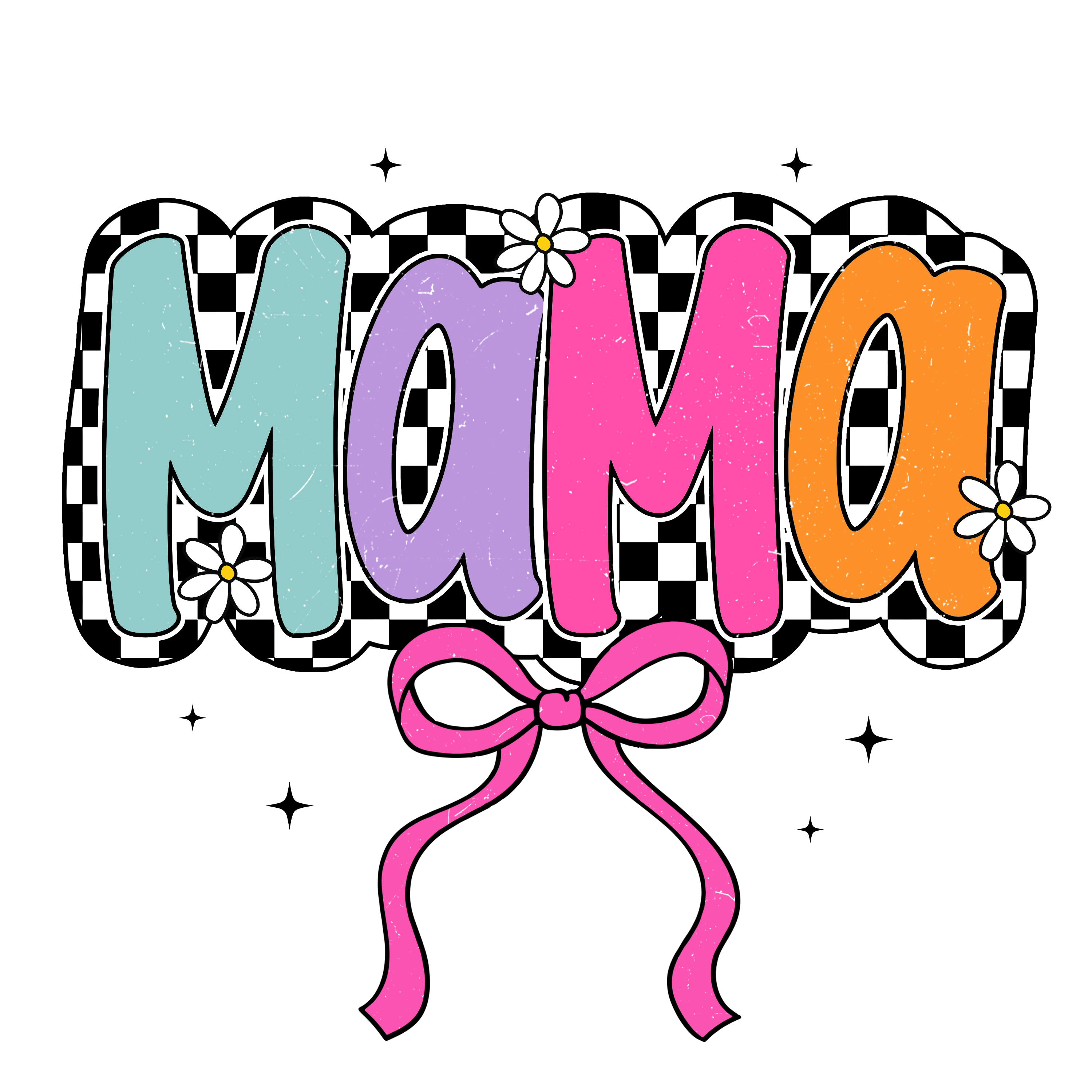 Mama Checkered Pink Bow