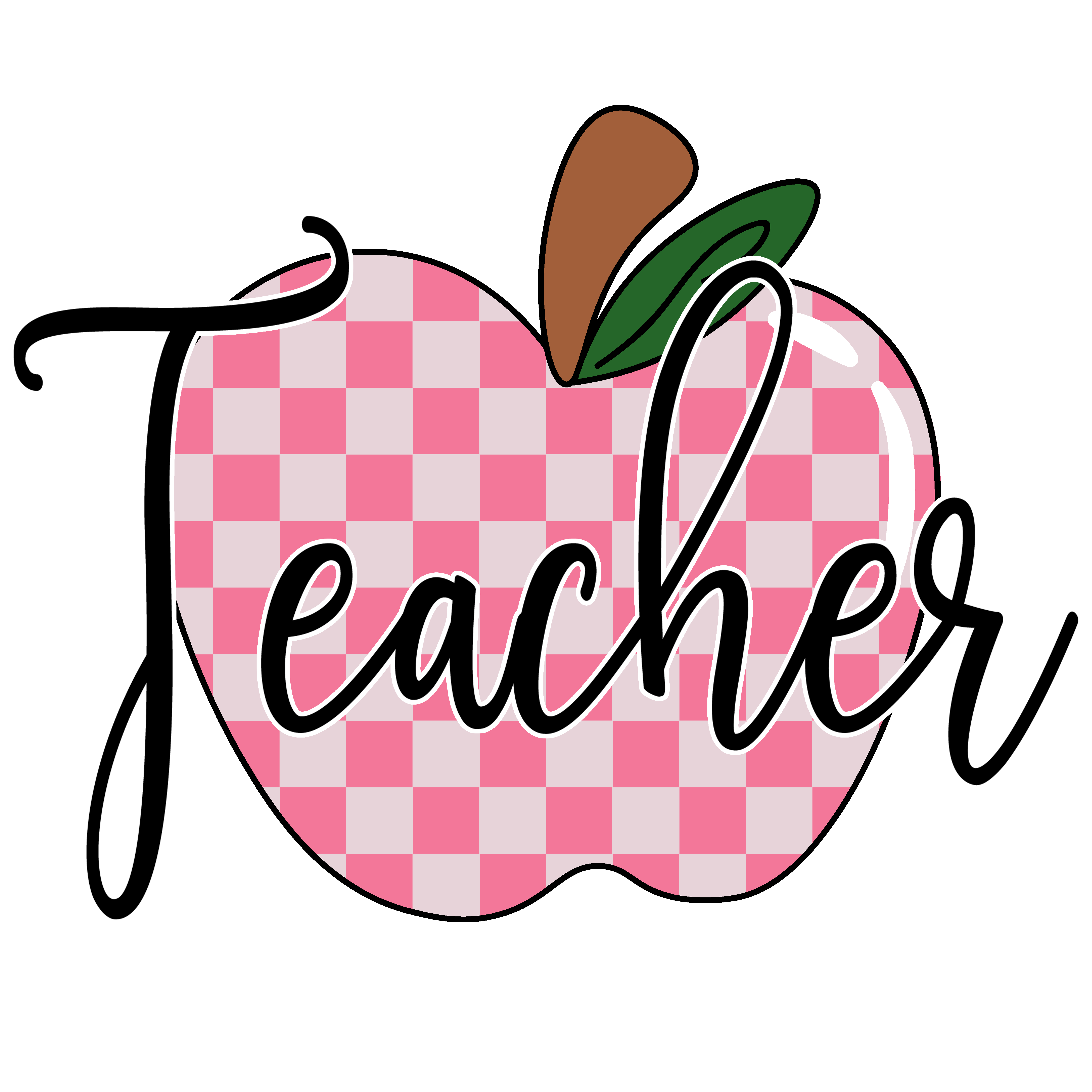 Teacher Pink Check Apple