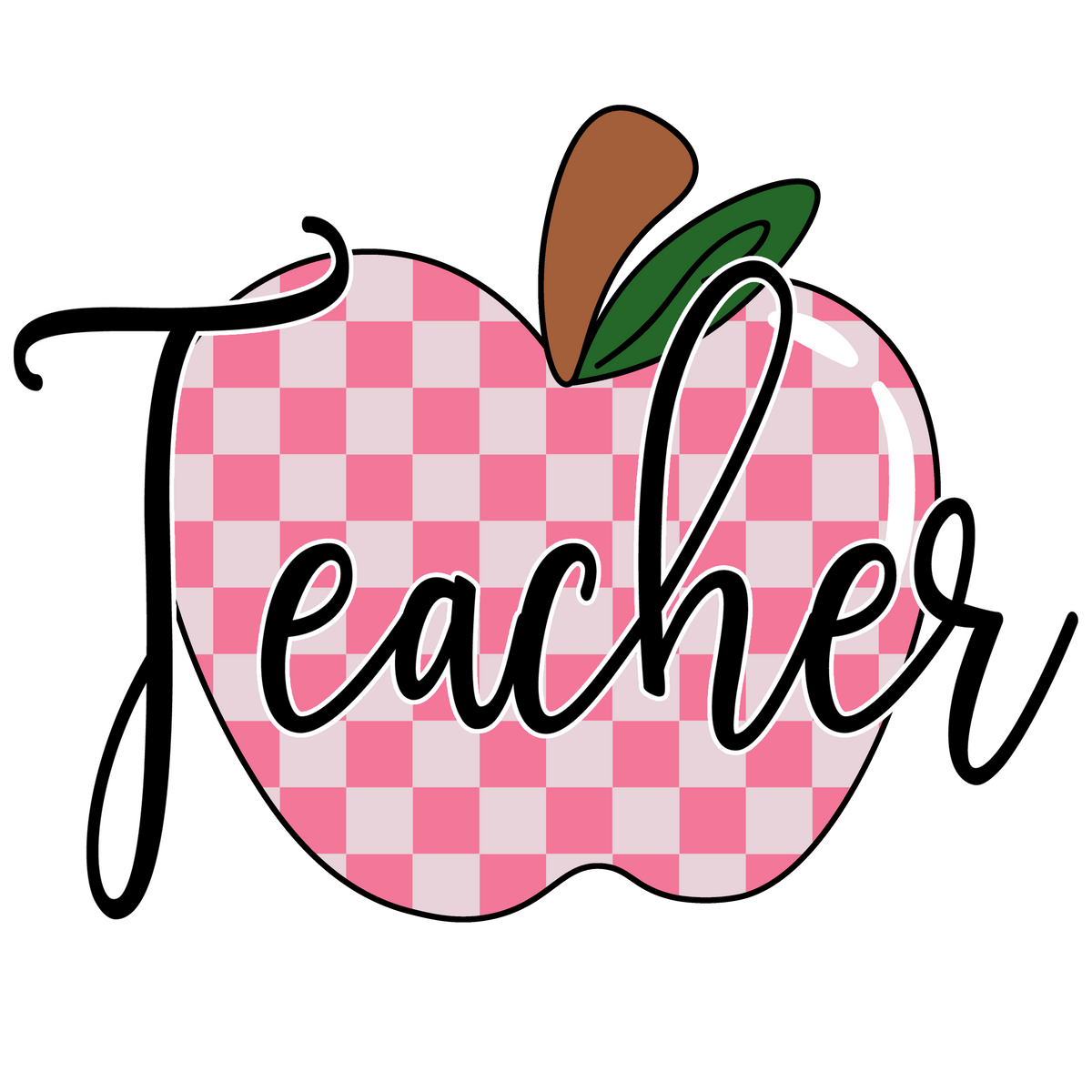 Teacher Pink Check Apple