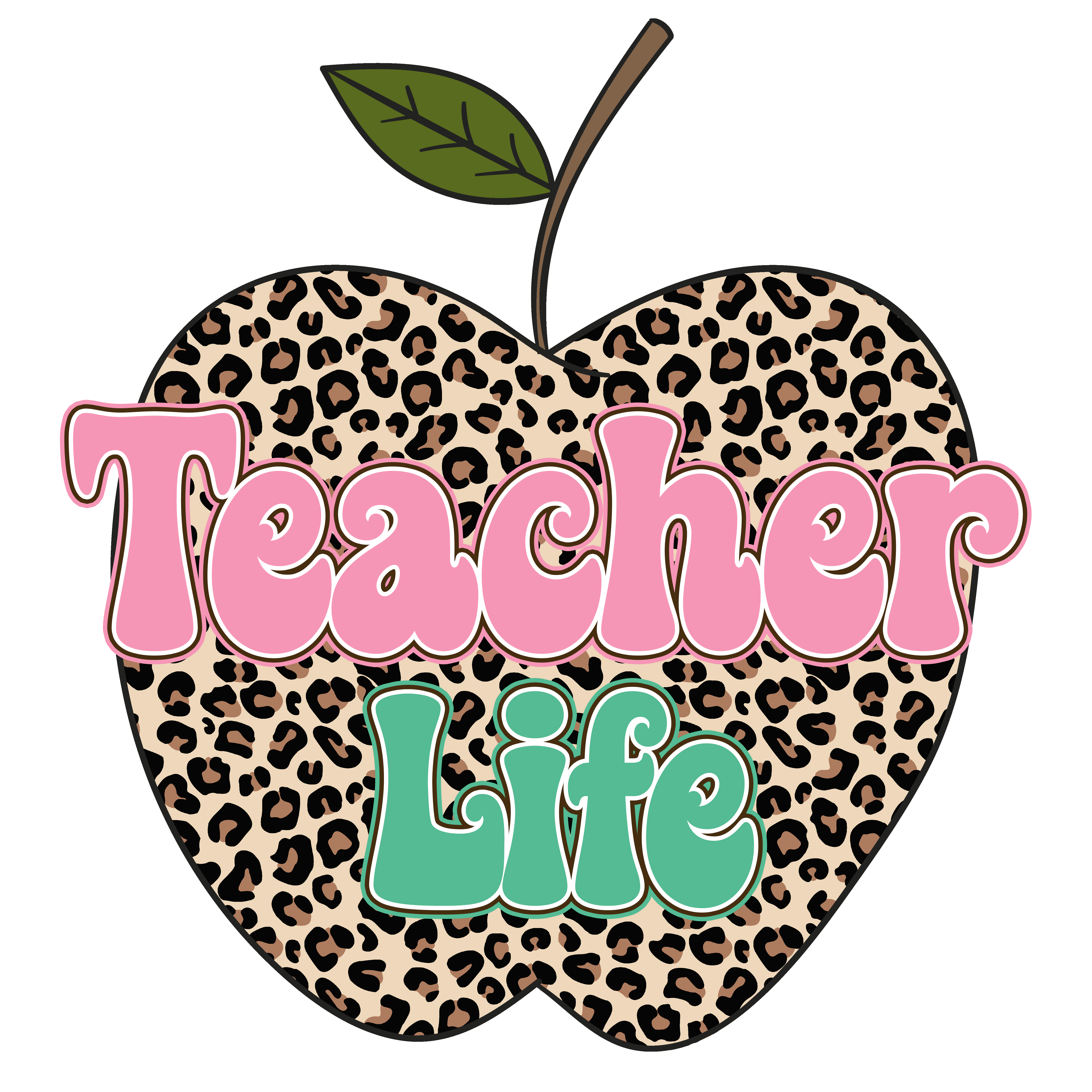 Teacher Life Leopard Apple