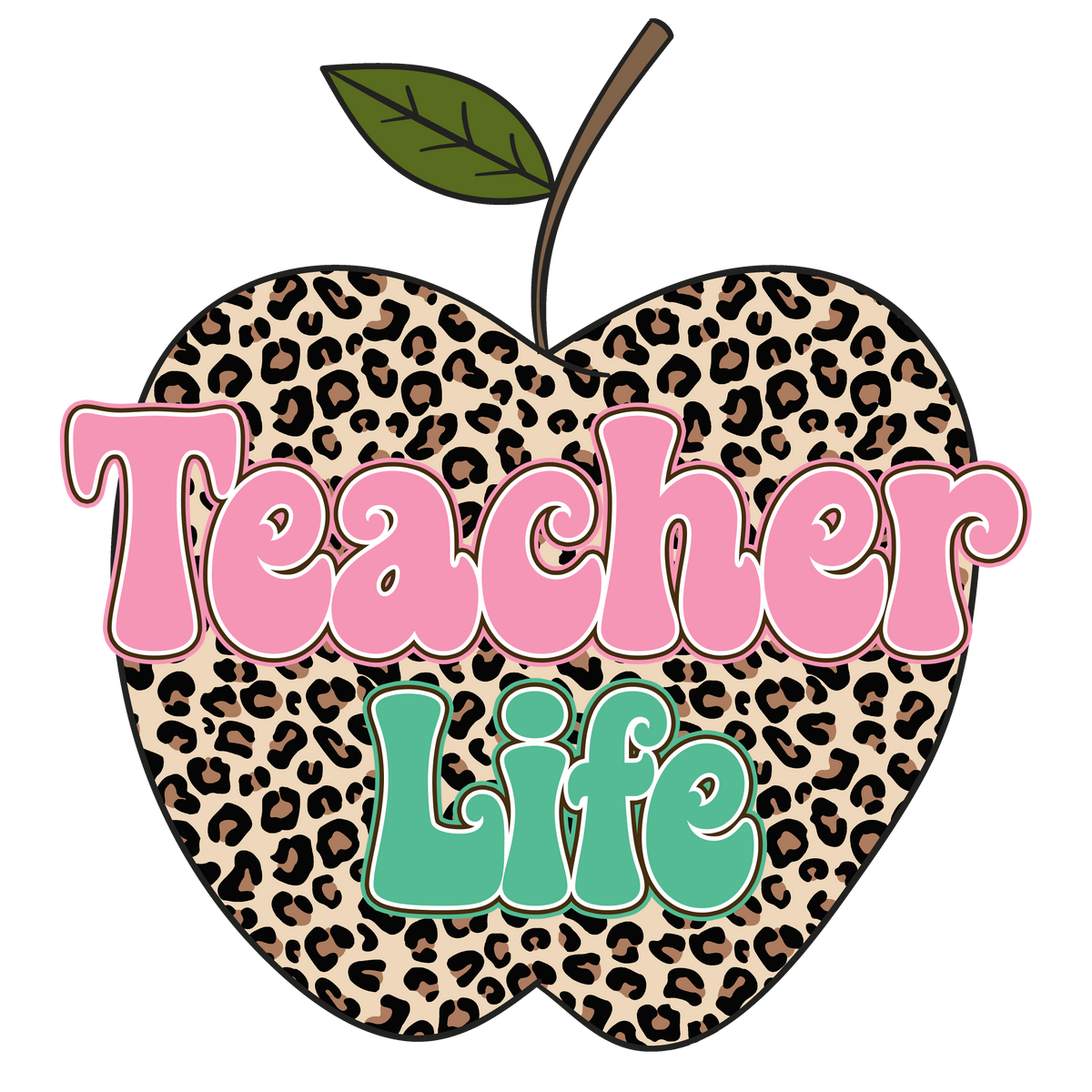 Teacher Life Leopard Apple