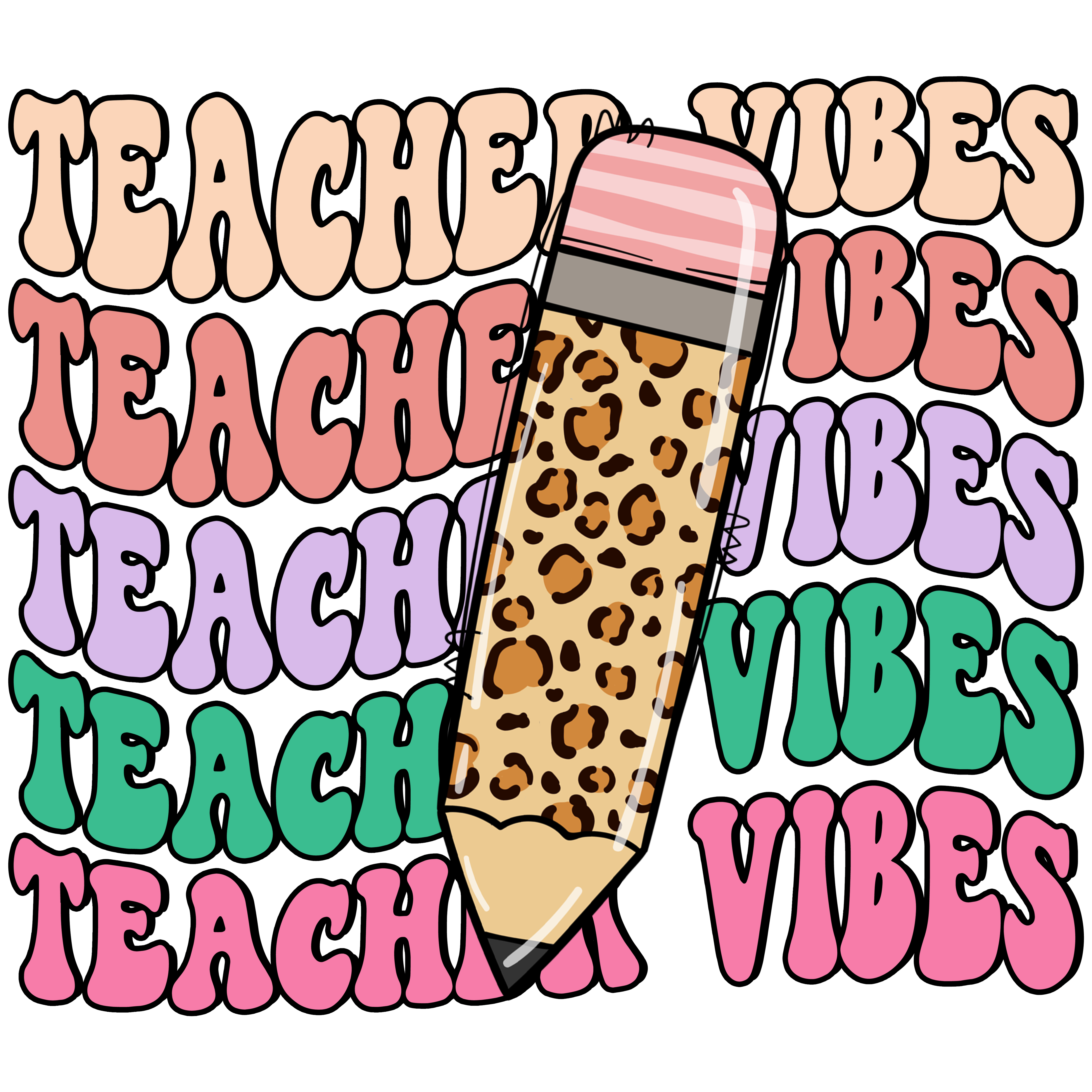 Teacher Vibes Leopard Pencil