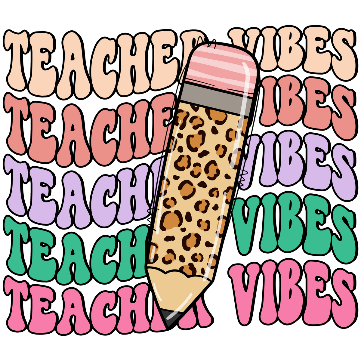 Teacher Vibes Leopard Pencil
